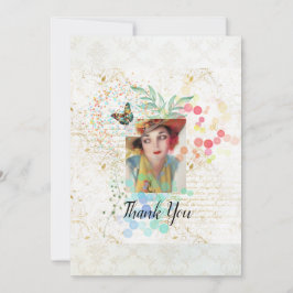 Cowgirl Collage in de Art Deco stijl. Bedankkaart