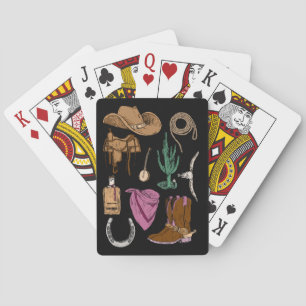 Cowgirl Collage speelkaarten (zwart)
