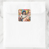  Cowgirl Comics Vierkante Sticker (Tas)