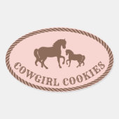 Cowgirl Cookies | Paarden Ovale Sticker (Voorkant)