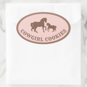 Cowgirl Cookies   Paarden Ovale Sticker