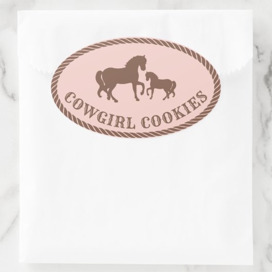 Cowgirl Cookies | Paarden Ovale Sticker (Tas)
