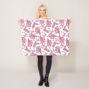 Cowgirl Coquette Pink Fleece Deken