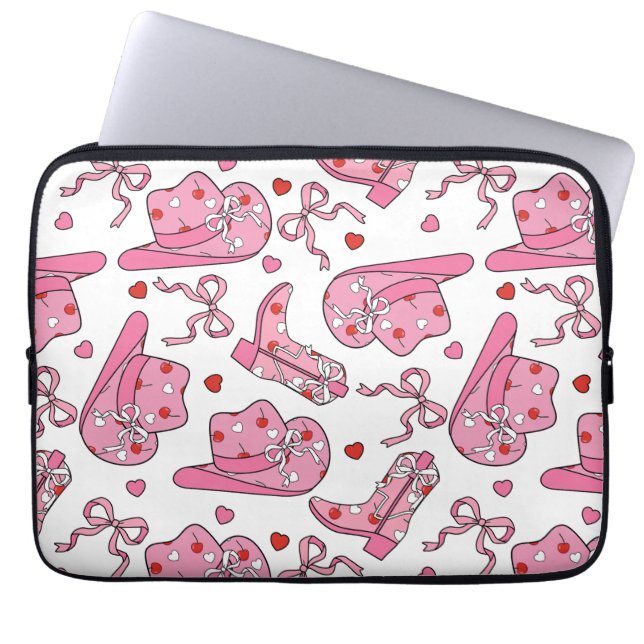 Cowgirl Coquette Pink Laptop Sleeve (Voorkant)