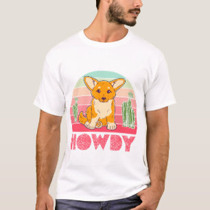 Cowgirl Corgi Howdy Retro Western Hond Geschenk T-shirt