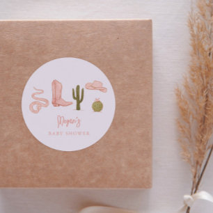 Cowgirl Country Baby shower Favor Ronde Sticker
