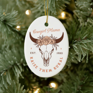 Cowgirl country moeder westerne homestead boerderi keramisch ornament