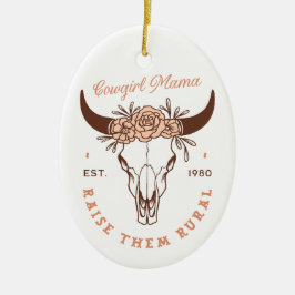 Cowgirl country moeder westerne homestead boerderi keramisch ornament