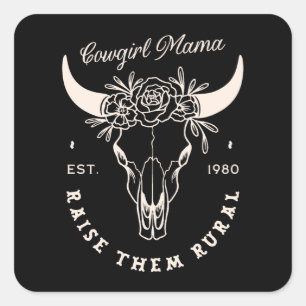 Cowgirl country mom westerne esthetische citaten z vierkante sticker