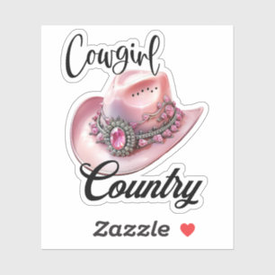 Cowgirl Country Pink Cowgirl Pet Vinyl gesneden st Sticker