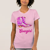 Cowgirl Country Western Rodeo Roze Cowboy Boots T-shirt (Voorkant)