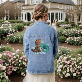 Cowgirl cowboy boots cowboy pet floral western denim jacket