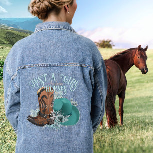 Cowgirl cowboy boots pet Girl Love paarden name Denim Jacket
