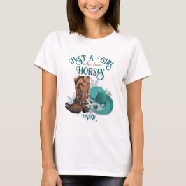 Cowgirl cowboy boots pet Girl Love paarden name T-shirt