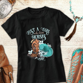 Cowgirl cowboy boots pet Girl Love paarden name T- T-shirt