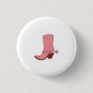 Cowgirl, cowboy laars thema kaart ronde button 3,2 cm
