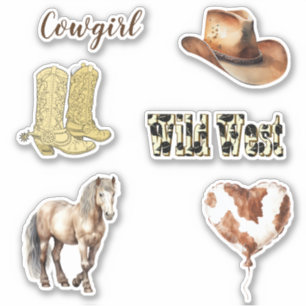 Cowgirl Cowboy Laarzen Hoed Paard Verjaardag Sticker