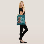 Cowgirl cowboy laarzen pet turquoise bruine naam tote bag (Op model)