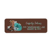 Cowgirl cowboy laarzen pet turquoise bruine rustig etiket (Voorkant)