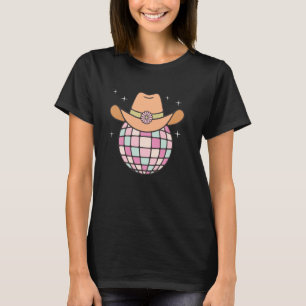 Cowgirl Cowboy Pet Disco Lichte Bal Roze Bloem Wij T-shirt