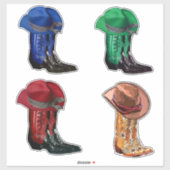 Cowgirl Cowboy pet en Laarzen Land Westerne Kunst Sticker (Vel)