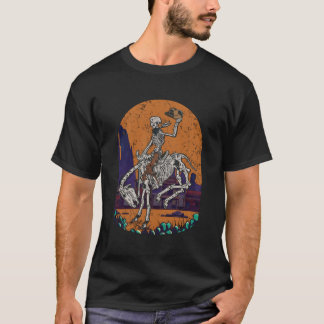 Cowgirl Cowboy Skeleton Halloween, western land T-shirt