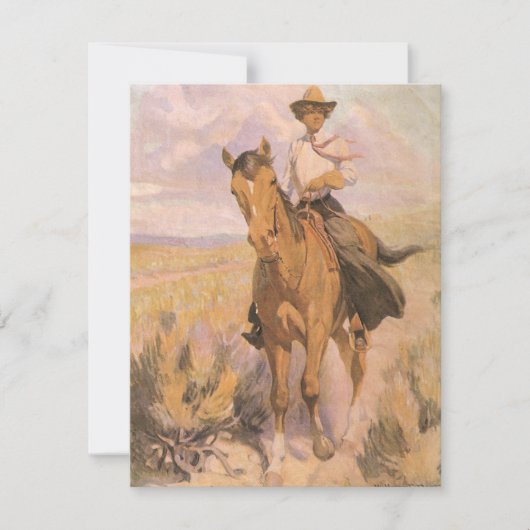  Cowgirl Cowboy, vrouw op paard van Dunton (Voorkant)