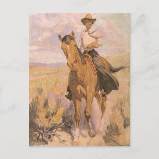  Cowgirl Cowboy, vrouw op paard van Dunton Briefkaart (Voorkant)