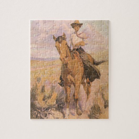  Cowgirl Cowboy, vrouw op paard van Dunton Legpuzzel (Verticaal)