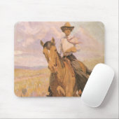  Cowgirl Cowboy, vrouw op paard van Dunton Muismat (Met muis)