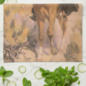  Cowgirl Cowboy, vrouw op paard van Dunton Theedoek (Gevouwen)