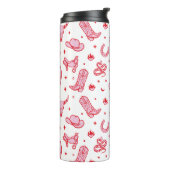 Cowgirl Cowgirl Roze Wit Thermosbeker (Gedraaid links)