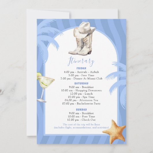 Cowgirl Cowgirl Zomer Bachelorette Route Kaart (Achterkant)