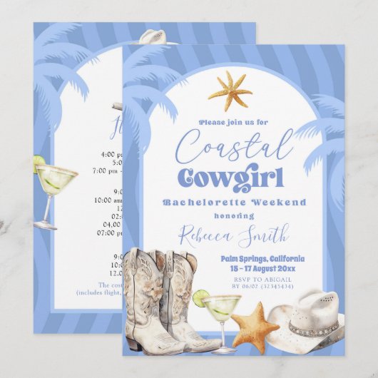 Cowgirl Cowgirl Zomer Bachelorette Route Kaart (Voorkant / Achterkant)