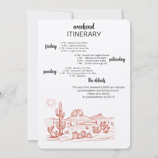 Cowgirl Crew Bachelorette Bash Kaart (Achterkant)