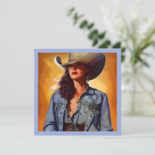 Cowgirl-Dank u kaarten-Blank briefkaarten (set 10) (Staand voorkant)
