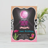 Cowgirl dansuitnodiging verjaardagsfeestje kaart (Staand voorkant)