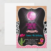 Cowgirl dansuitnodiging verjaardagsfeestje kaart (Voorkant / Achterkant)