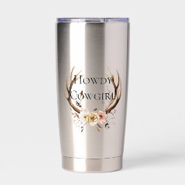 Cowgirl Deer Antlers Floral Geïsoleerde Drinkbeker