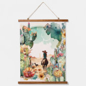 Cowgirl desert waterverf cactus western hangend wandkleed (Voorkant)