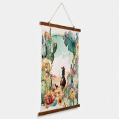 Cowgirl desert waterverf cactus western hangend wandkleed (Gebogen)