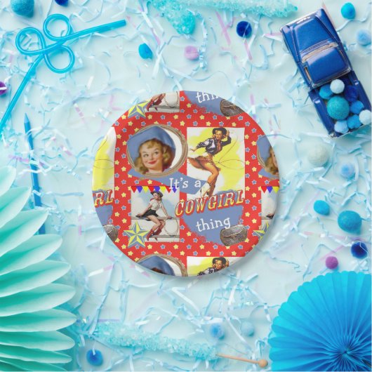 Cowgirl die de Westerne partij Roping Papieren Bordje (Feest)
