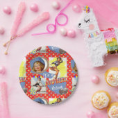 Cowgirl die de Westerne partij Roping Papieren Bordje (Feest)