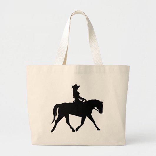 Cowgirl die haar paard uitrust grote tote bag (Voorkant)