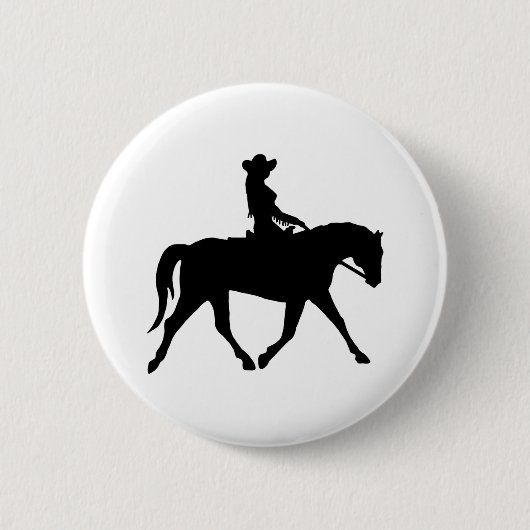 Cowgirl die haar paard uitrust ronde button 5,7 cm (Voorkant)