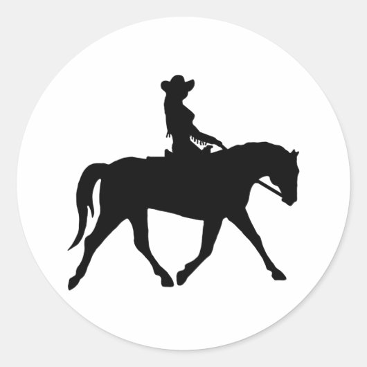 Cowgirl die haar paard uitrust ronde sticker (Voorkant)