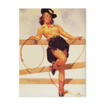 Cowgirl die het glimlachen van de pop omhoog