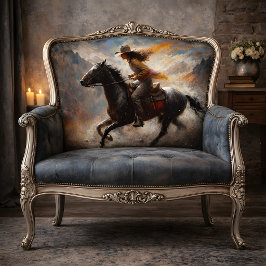 Cowgirl die zwart paard rijdt Canyon decoupage Tissuepapier