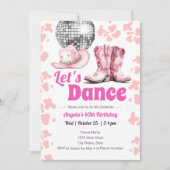 Cowgirl Disco 40e verjaardag PINK Dance Uitnodigin Kaart (Voorkant)