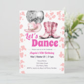Cowgirl Disco 40e verjaardag PINK Dance Uitnodigin Kaart (Staand voorkant)